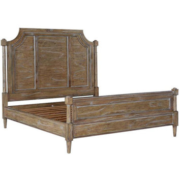 Bed Greyson King Solid Wood Beachwood Old World Distressing Carved