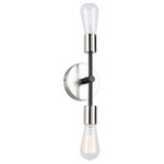 Artcraft Lighting - Truro 2 Light Wall Light, Brushed Nickel/Black - The "Truro" collection wall sconce has a tubular design,  plated brushed nickel accents and a black frame.