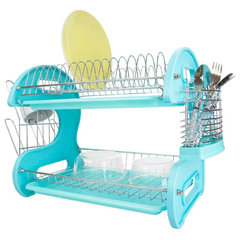 Cibert Dish Drying Rack with Drainboard, 2 Tier Dish Racks for