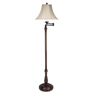 Cal One Light Swing Arm Floor Lamp, Antique rust