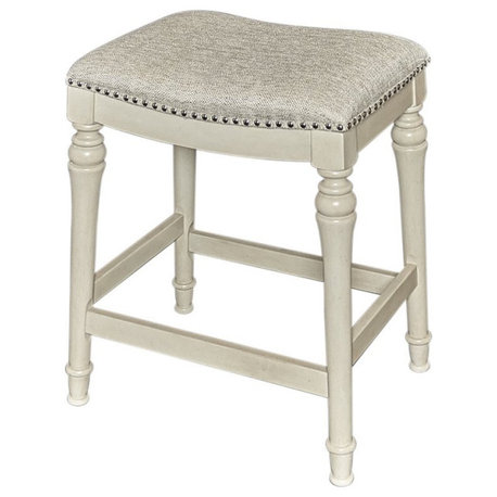 Linon Hayes Big and Tall 27" Wood Counter Stool in Cream