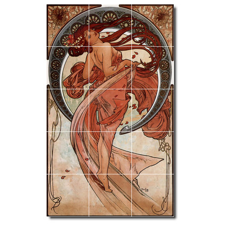 Alphonse Mucha Poster Art Painting Ceramic Tile Mural #9, 24"x40"