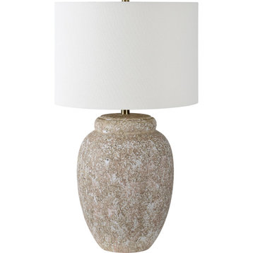 Wassily Cream Ceramic Table Lamp With Off-White Linen Shade
