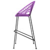 Puerto 31" Handmade Indoor/Outdoor Bar Height Stool With Black Frame, Orchid Weave