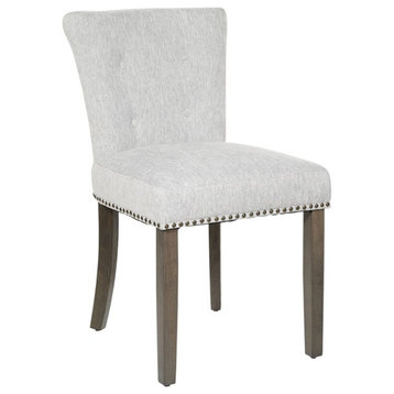 Kendal Dining Chair in Smoke Gray Fabric with Nailhead Detail