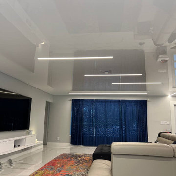 LED Lights and Glossy Stretch Ceiling - Home Renovation