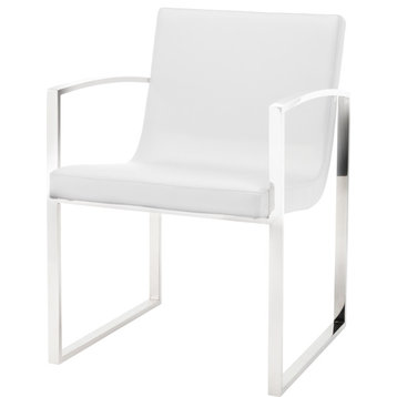 Clara Dining Chair, White, Silver