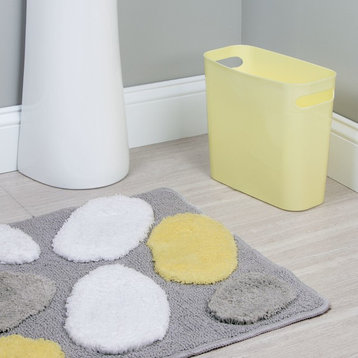 iDesign Pebblz Microfiber Bathroom Shower Rug, 34"x21", Yellow and Gray