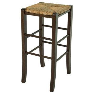 Linon Easton Backless Set of Two Wood 29" Barstools in Walnut