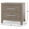 Transitional Nightstand, 2 Drawers With Herringbone Pattern, Crescent Gray