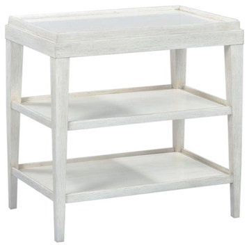 Side Table Lipped Top Hand-Rubbed Driftwood White Gray Acacia Wood