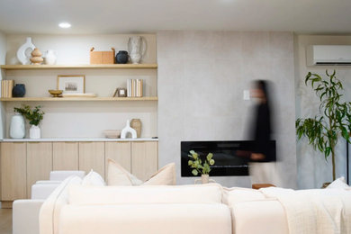Trendy living room photo in Seattle