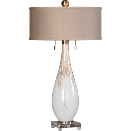 Cardoni White Glass Table Lamp, White