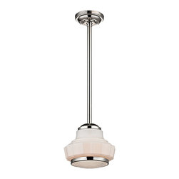 Hudson Valley - Odessa Polished Nickel One-Light 16-Inch Wide Pendant with Opal Matte Glass - Pendant Lighting