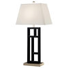 Perry 31" Black and Brushed Steel Sculptured Table Lamp With Empire Shade