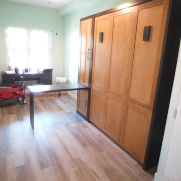Shaker Two Tone Murphy Wall Bed & Side Pier, Hidden Desk