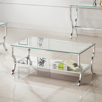 Coaster Contemporary Glass Top Rectangular Coffee Table in Clear