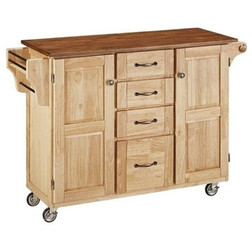 Hawthorne Collections Kitchen Cart with Oak Top in Natural