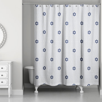 Floral Tile Pattern 71x74 Shower Curtain