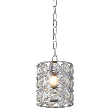 Chrome Metal Single Pendant Lighting With Clear Magnifying Glass