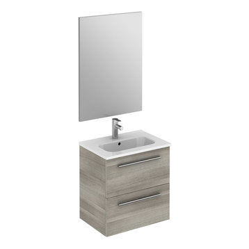 Luca Kitchen & Bath LC20KOP Nova 20 Bathroom Vanity with Sink in Light Oak Made with Hardwood and Integrated Porcelain Top Wall Hung Style