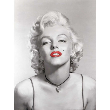 "Look of Love Red Lips in Gray" Poster Print by Jerry Michaels, 9"x12"