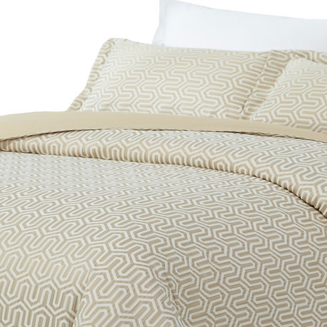 Natural Comfort Luxurious Cotton Duvet Cover Mini Set,  Turn/Light Taupe, King