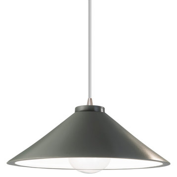 Flare Pendant, Pewter Green, Brushed Nickel, White Cord, Integrated LED