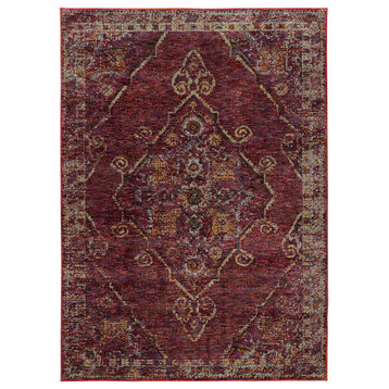 Adeline Overscale Medallion Area Rug, Red, 1'10"x3'2"