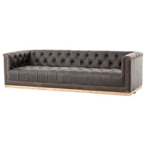 Pasargad Genuine Leather Chester Bay Tufted Sofa