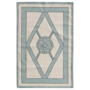 Geometric Handwoven Cotton Rug | Andrew Martin Grove, Light Blue, Small