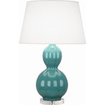 Robert Abbey - Robert Abbey MT997 Williamsburg Randolph - One Light Table Lamp - Cord Length: 96.00  Designer: WWilliamsburg Randolp Mayo Teal Glazed/Luc *UL Approved: YES Energy Star Qualified: n/a ADA Certified: n/a  *Number of Lights: Lamp: 1-*Wattage:150w A bulb(s) *Bulb Included:No *Bulb Type:A *Finish Type:Mayo Teal Glazed/Lucite/Polished Nickel