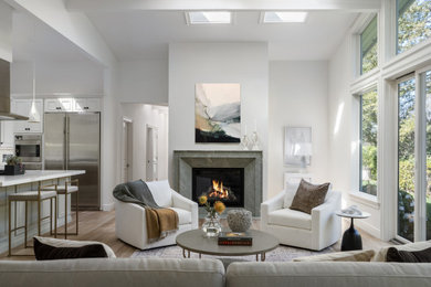 Example of a transitional family room design in San Francisco