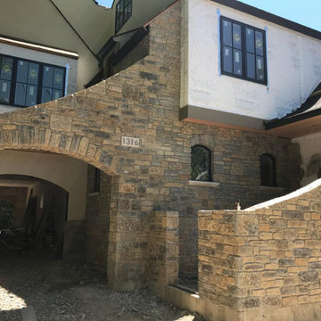 Custom Tumbled Aberdeen Real Thin Stone Veneer Front Entrance