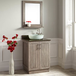 24" MONTARA TEAK VESSEL SINK VANITY - GRAY WASH - Bathroom Vanities And Sink Consoles