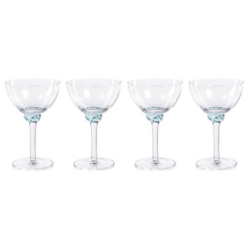 Cambrai 4-Piece Martini / Cocktail Optic Glass Set, Azure Blue