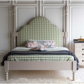 The Gwenny Spindle Upholstered Bed with Low Profile Footboard