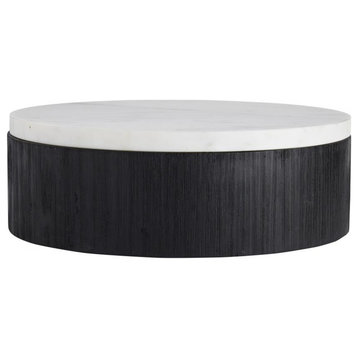 Gregor Cocktail Table, White, Black, Marble, Round, 36"Dia (4871 3MMN5)