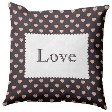 Love Decorative Throw Pillow, Dark Gray, 16"x16"