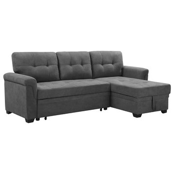 Lucca Reversible Sectional Sleeper Sofa Chaise With Storage, Gray