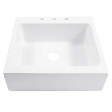 Parker Crisp White Fireclay 26" Single Bowl Quick-Fit Drop-In Kitchen Sink