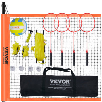 VEVOR Outdoor Volleyball and Badminton Combo Net Set Portable Height Adjustable