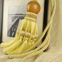 3 Colors QYM12 Faux Silk and Acrylic Curtain Tassel Tie Backs in Light Yellow Co - Window Treatment Accessories