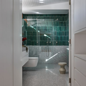 Master Bathroom with Terrazzo and Green Feature Tiles
