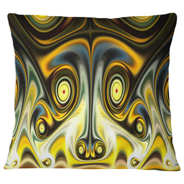 Unique Light Yellow Fractal Design Pattern Abstract Throw Pillow, 16"x16"