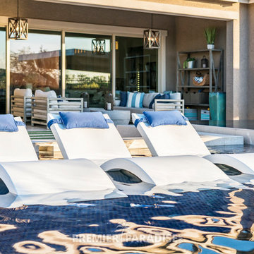 Custom Pool & Perimeter Overflow Spa with Outdoor Kitchen
