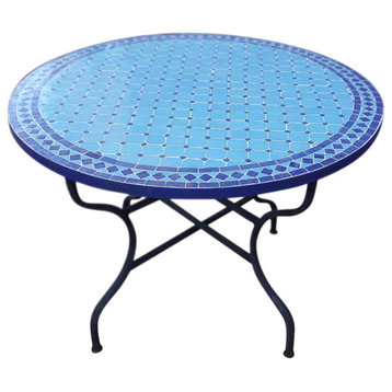 40" Turquoise And Blue Moroccan Mosaic Table, CR4
