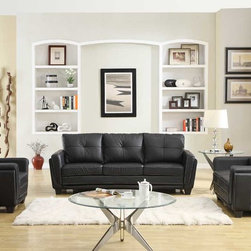 Dwyer Modern Sofa Set in Black Vinyl - $699.78 - Living Room Furniture Sets