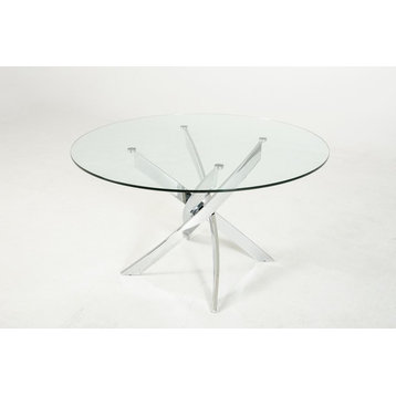 Modrest Pyrite Modern Round Glass Dining Table
