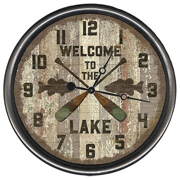 Lake Oars Round Vintage Clock, 23"